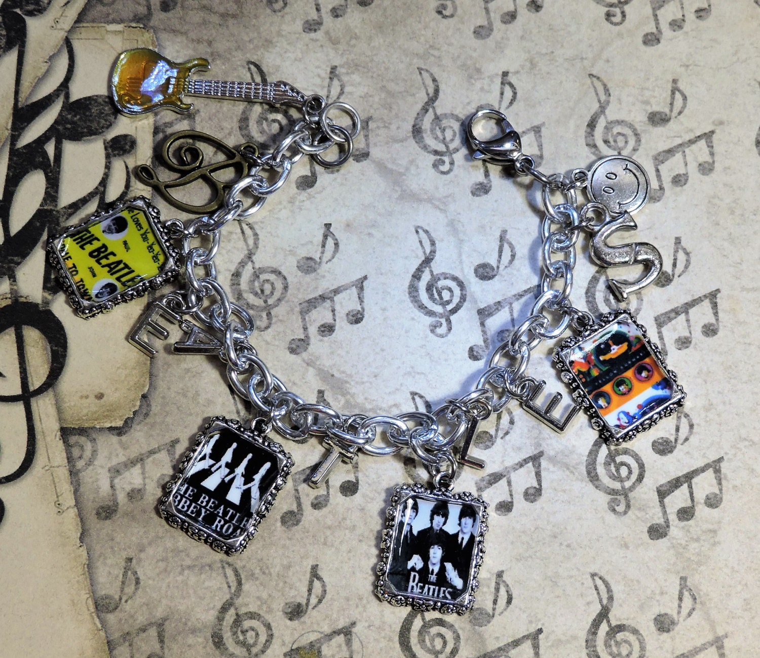 The Beatles inspired Charm Bracelet band music legend