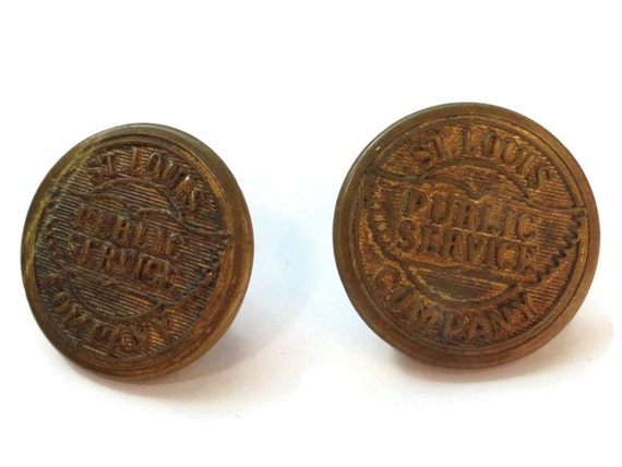 Antique Trolley Buttons Early 1900s Vintage St Louis Public