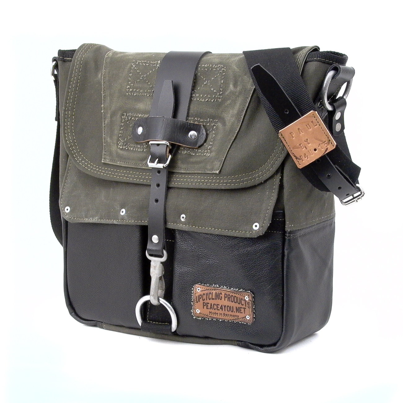 Messenger Bag Recycled German Duffel Crossbody by peace4youBAGS