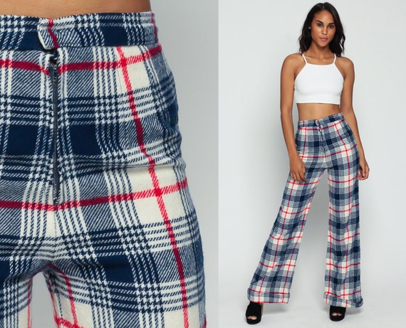 checkered bell bottom pants