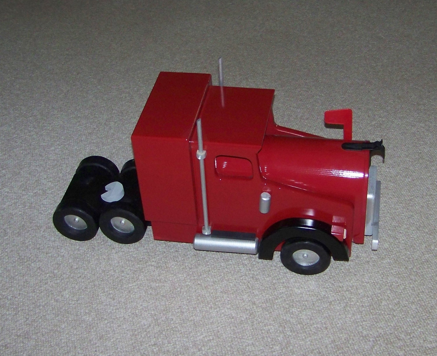 Red And Black Semi Truck Mailbox