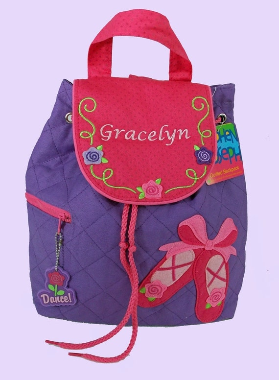 Personalized Stephen Joseph Backpack BALLET SHOES-DANCE Style With In Green and Blue-Monogramming Included