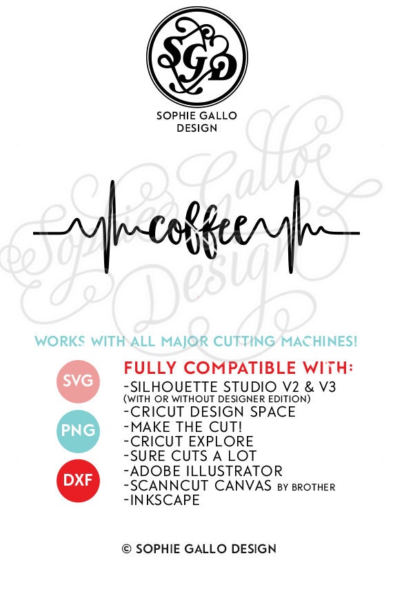 Download Coffee Pulse Heart Beat SVG DXF & PNG digital download file