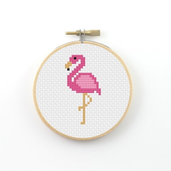 Pink flamingo Cross Stitch pattern, pink flamingo pattern, bird patterns, counted cross stitch, flamingo pdf pattern, modern cross stitch