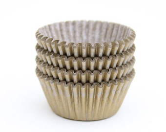 MINI Gold Cupcake Liners, Mini Gold Holiday Cupcake Liners, New Year's Eve Matte Gold Liners (60)