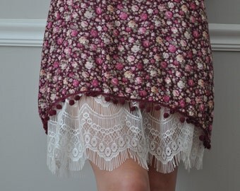Slip Extender - Cream Lace Ruffle Trim Slip, Size XS S M L XL XXL