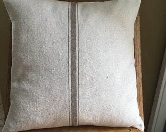 Grain Sack / Ticking Pillow Cover Tan Stripe Grain Sack Pillow Grain Sack Ticking Pillow Stripe Grain Sack Pillows