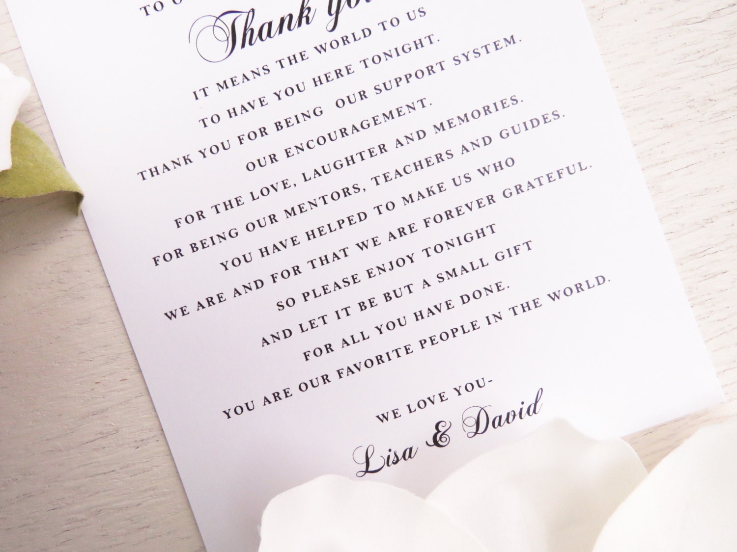 Wedding Reception Thank You Card Style TY94 ELEGANT