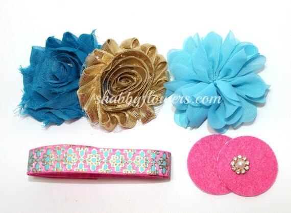 559 New baby jewel headband 134 Jewel Elastic Rhinestone Flower Headband Kit, Baby Shower Game   