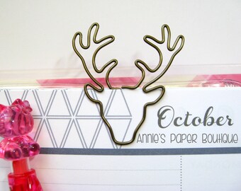 DEER Planner Clips (2) - Use in Your Erin Condren, Carpe Diem, Filofax, Happy Planner, Travelers Notebook, Kate Spade, Stag Metal Paper Clip