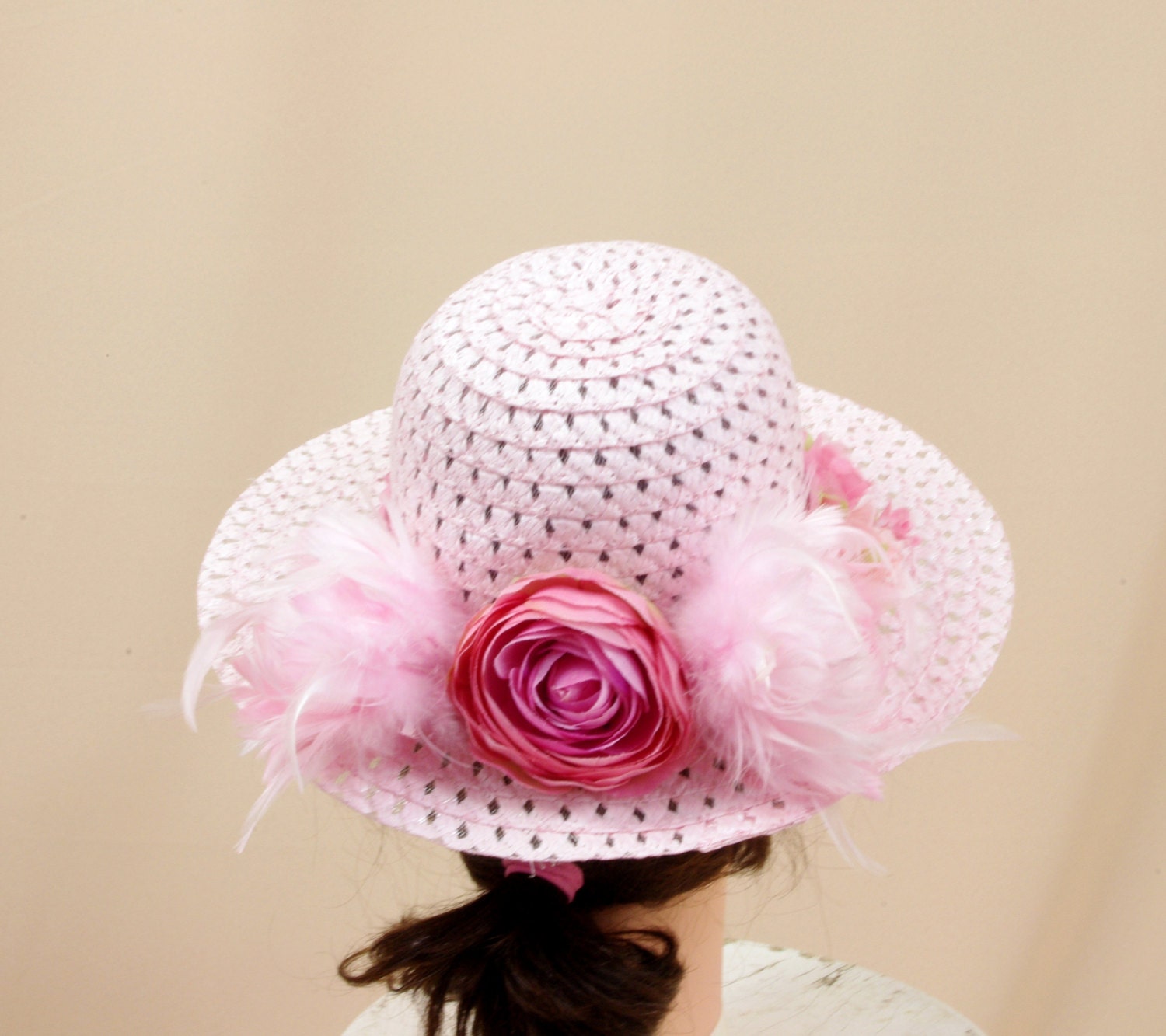 Childrens Hat Bubble Gum Pink Hat Derby Hat Church Hat