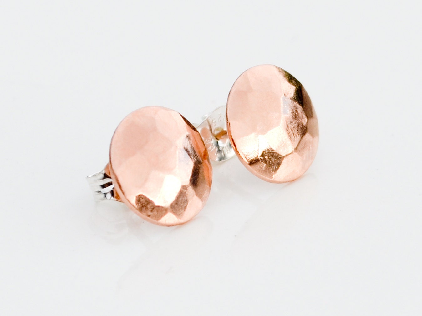 Rose Gold Hammered Stud Earrings Everyday Earing Simple   Il Fullxfull.1005156452 Pc00 