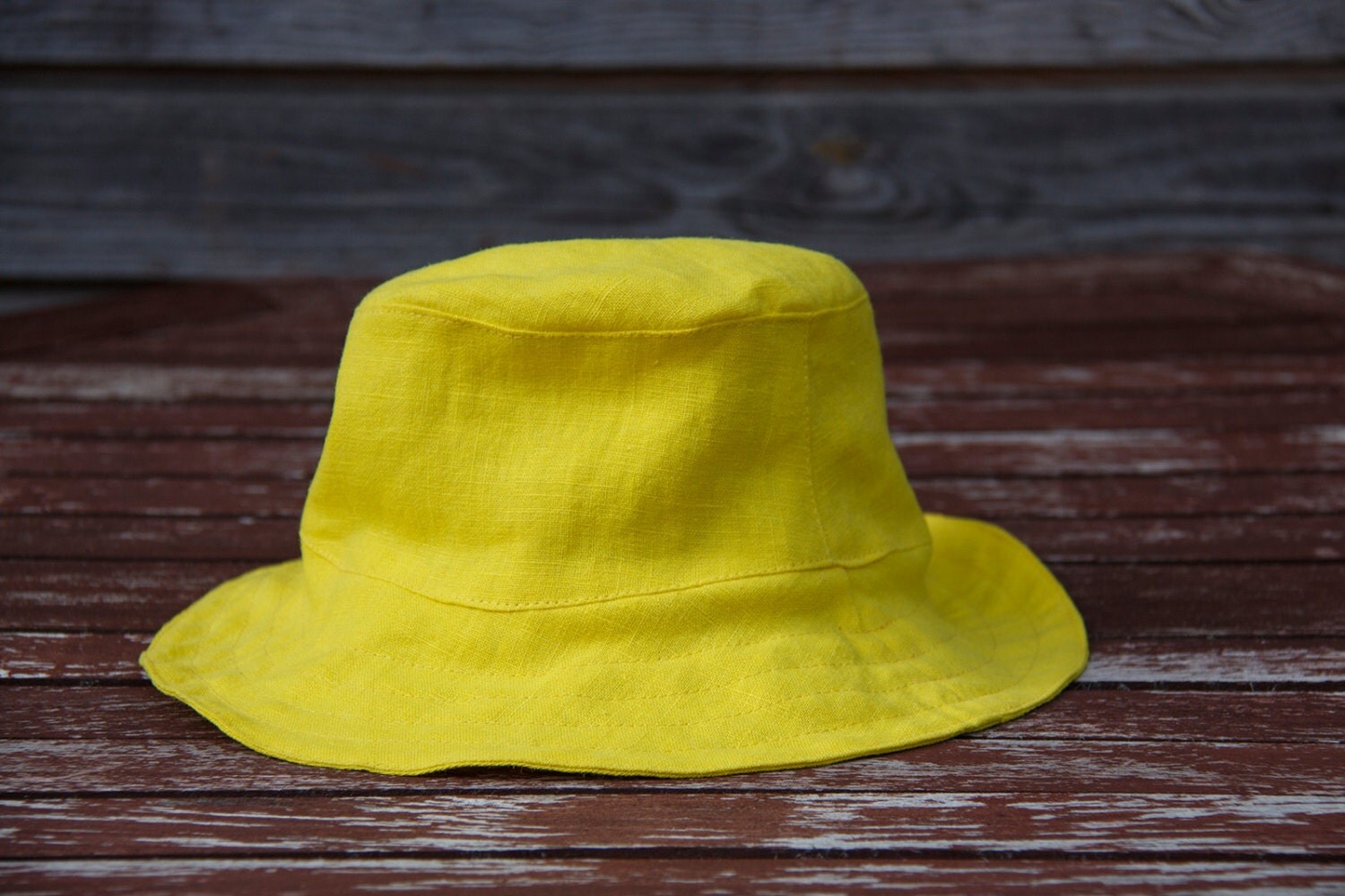 Bright yellow Linen Hat Sun Hat Handmade linen hat Flax