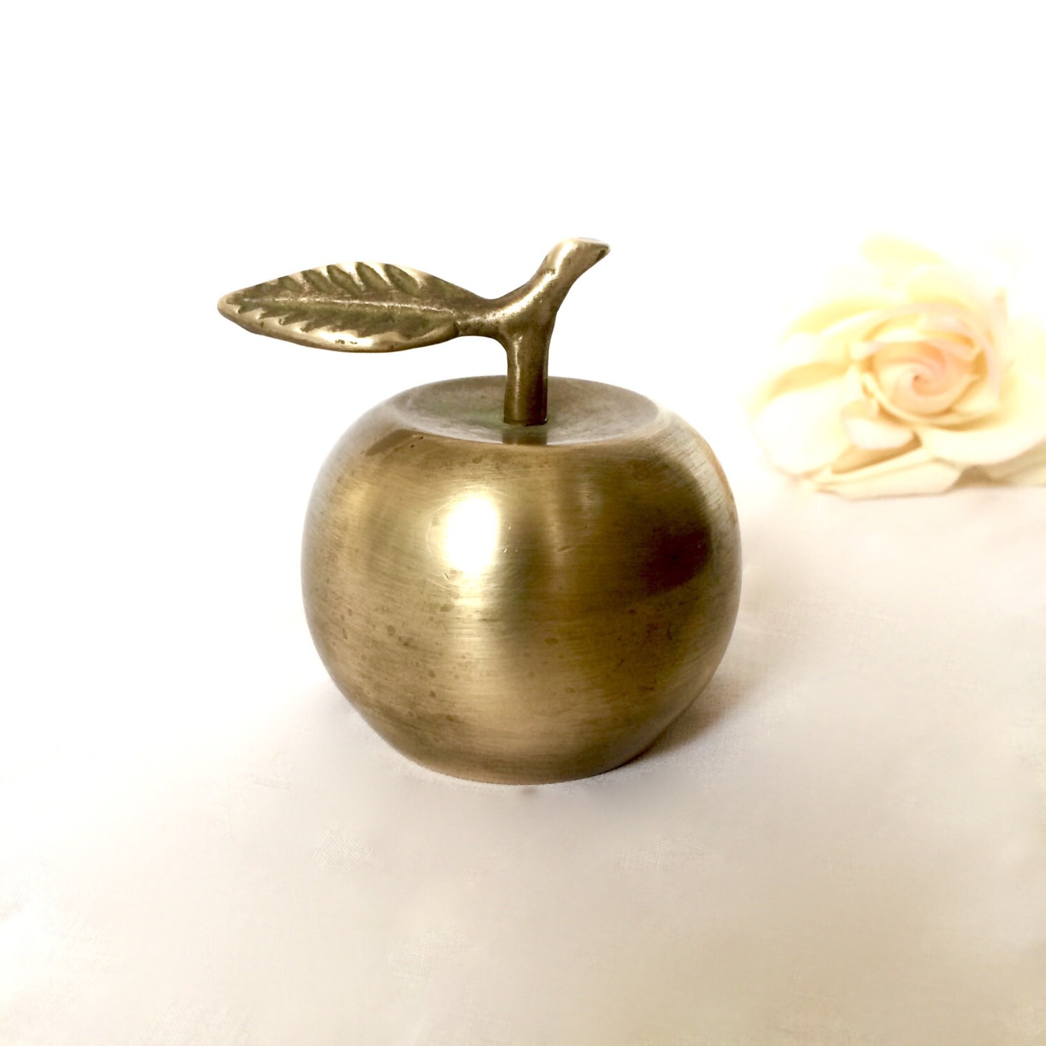 Brass Apple Bell / Brass Apple Office Decor / Teachers Gift