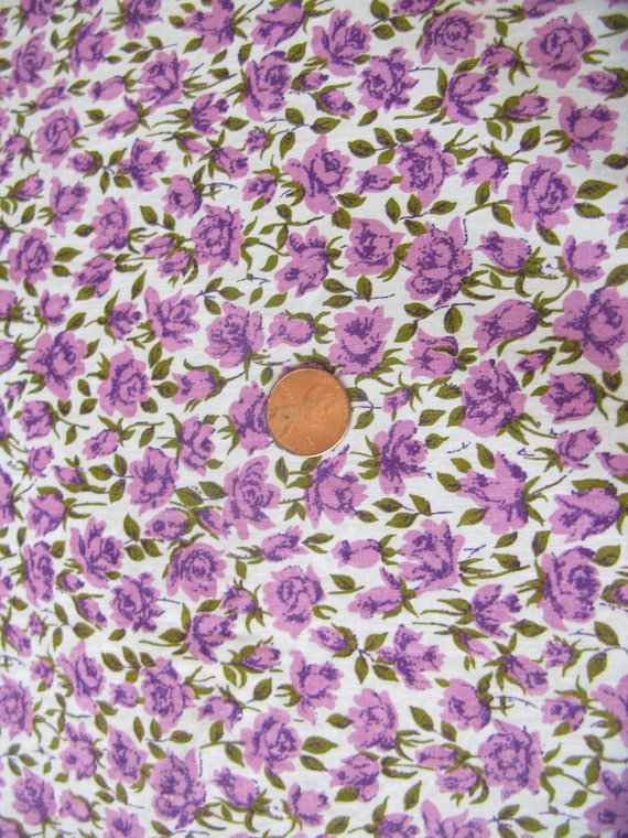 Vintage Fabric Cotton Print lavender floral flower