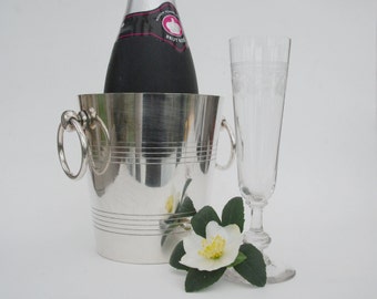 Silver champagne bucket, small french silver plated ice bucket, 1970's