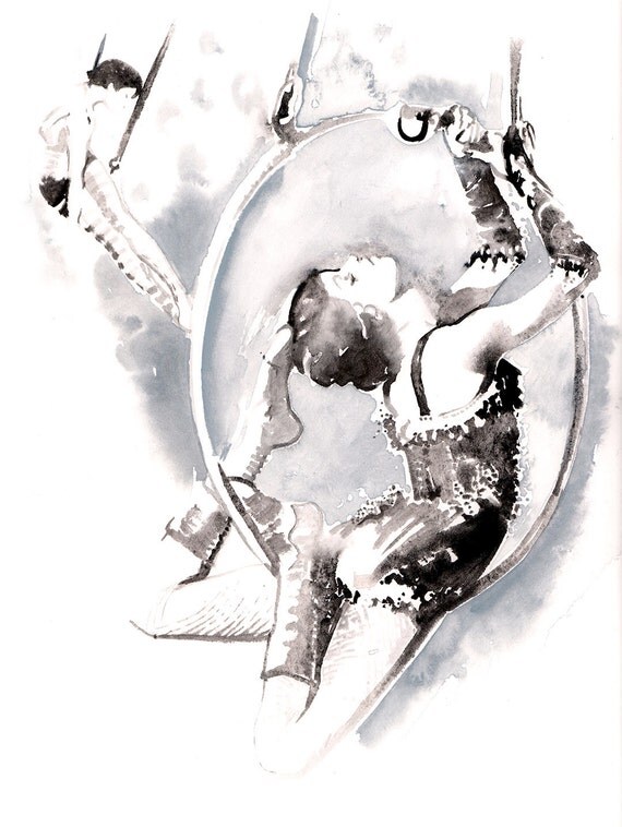 Acrobat Watercolour Print Circus Painting Female Acrobat