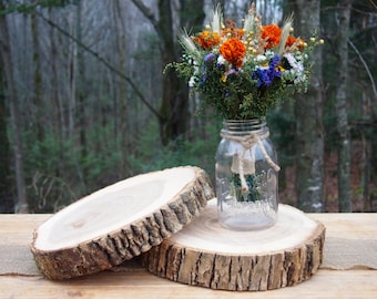 2 Wood WEDDING Centerpieces - Natural Wood Slices - Tree Cake Stands - Perfect for Rustic Weddings
