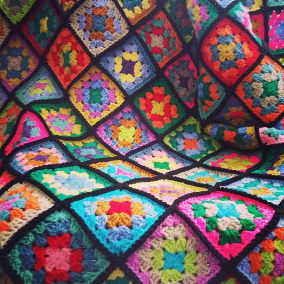 Crochet Blanket Afghan Stained Glass Granny Squares Sublime Striking