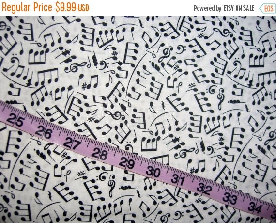 Musical fabric with music notes black on by ConniesQuiltFabrics