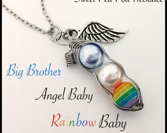 RAINBOW Baby Sweet Pea...Baby after Miscarriage / Infant Loss NECKLACE....Remember and Honor your Angel and Rainbow Babes