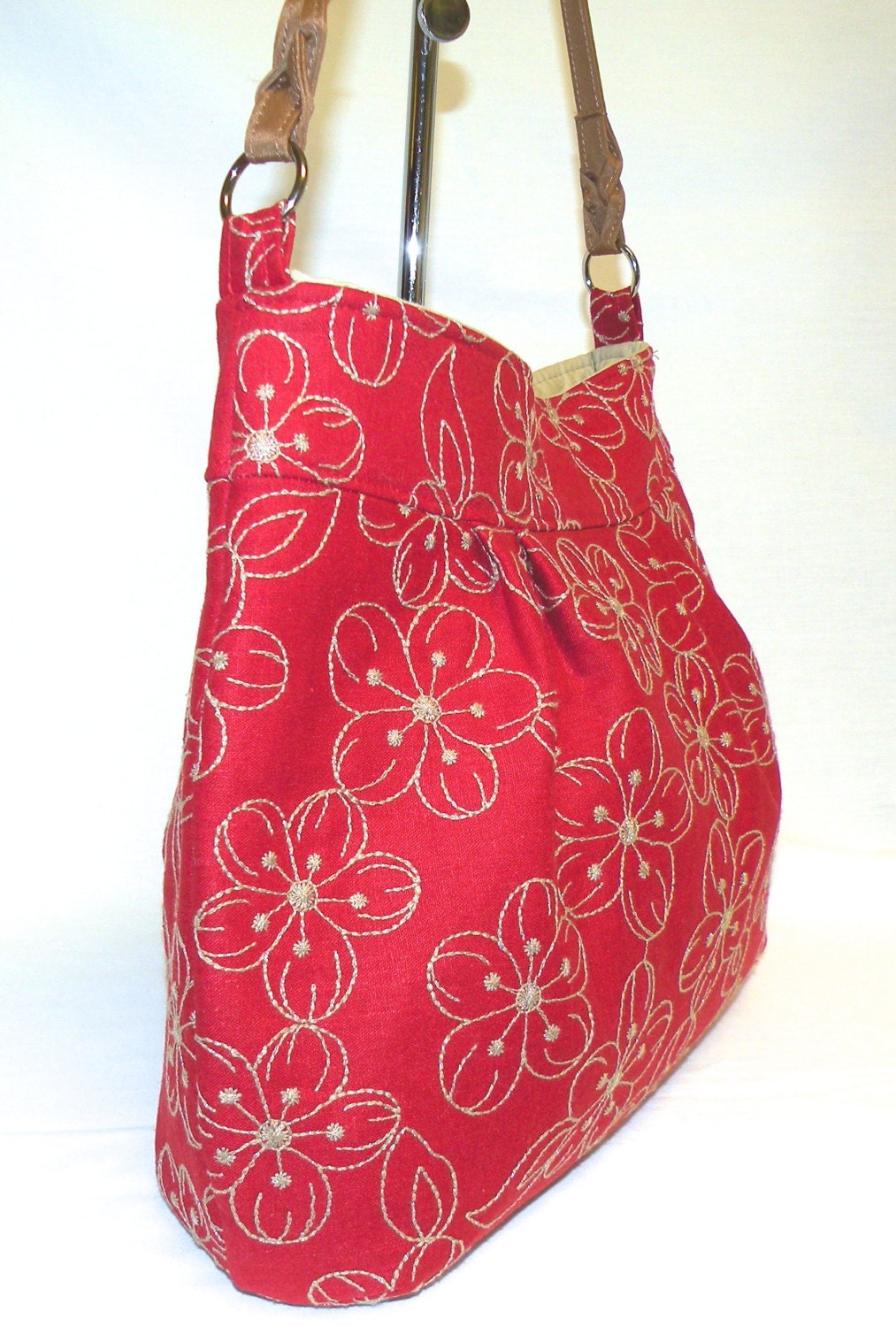 red fabric bag