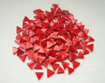 Ceramic Mosaic Tile-Micro-100-Red 1/2 inch micro tiles, mosaic ceramic triangles - Handmade