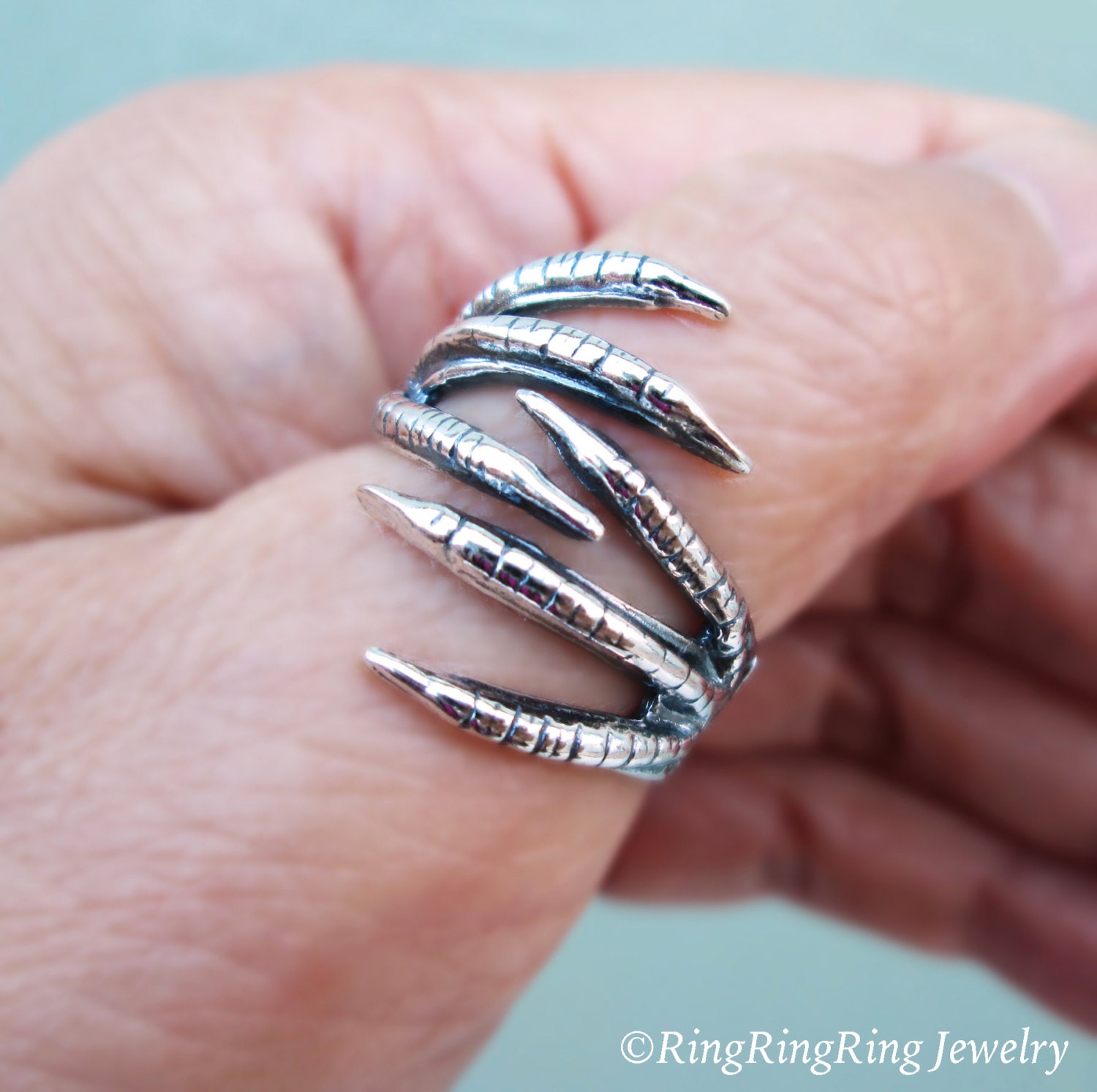 Double Talon Jewelry Dragon Claw ring Sterling Silver Ring