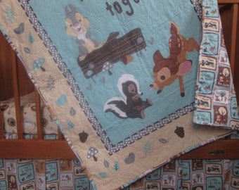 Crib Bedding Set, Baby Quilt made with Bambi fabrics, Gender neutral quilt, nursery bedding, crib quilt