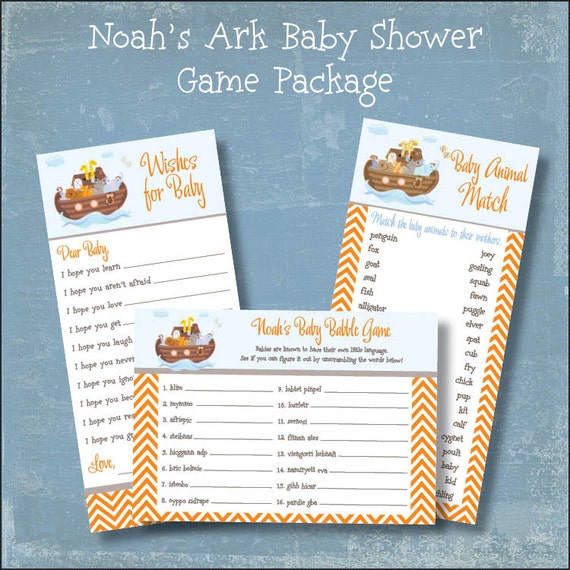 Baby Shower Game Package Set Noah's Ark Printable Baby Shower Games ...