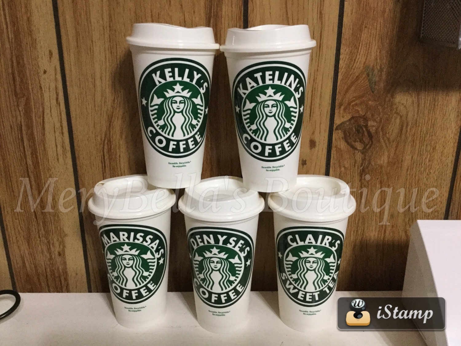 Personalized Starbuck plastic Cups custom by MeryBellasBoutique