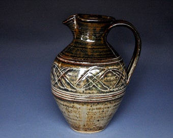 Pottery Pitcher Stoneware Ceramic Pitcher Hand Made Pottery Jug B