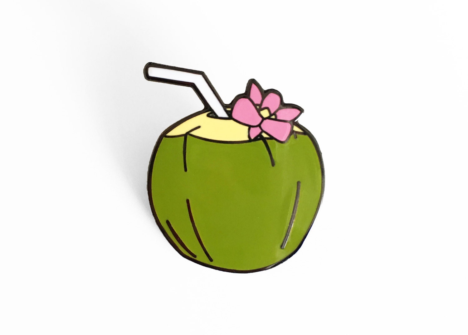 Coconut Enamel Pin Coconut Water Drink Pin