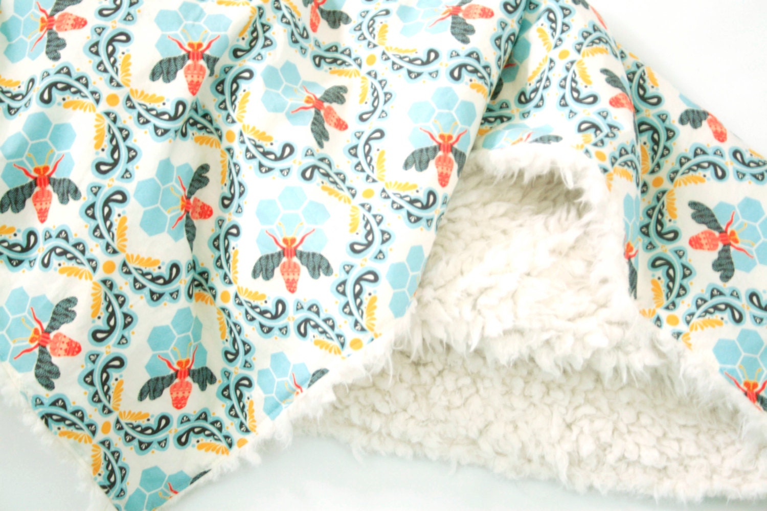 Faux Fur Baby Blanket Bee Sweet Morning Toddler Blanket