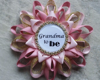 Pink and Gold Baby Shower Decorations, New Grandma Gift, Grandma to Be Pin, Mommy to Be Corsage, Daddy to Be Pin, Baby Girl Shower Corsages