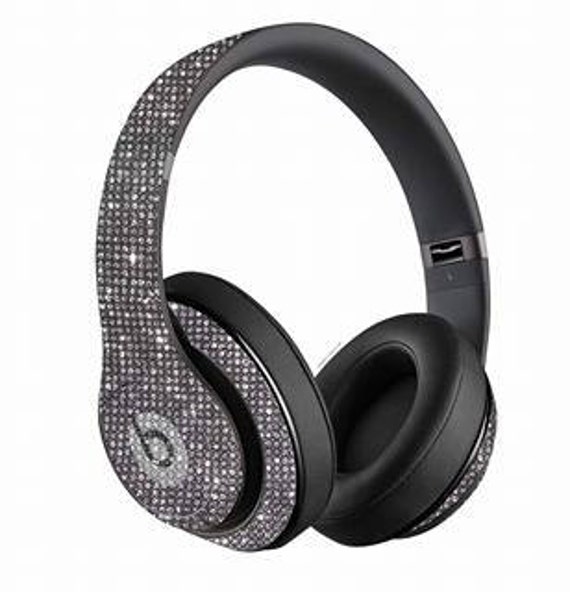 Wireless Studio Beats by Dre Custom Headphones Black Swarovski