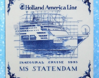 MS Statendam 1993 Inaugural Cruise Commemorative Tile — Holland America Line