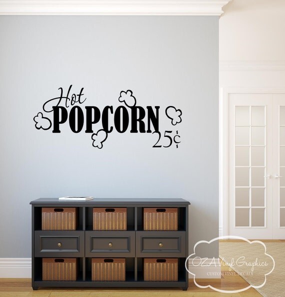 Popcorn Vinyl Wall Decal Home Theater Vinyl Lettering Wall Words