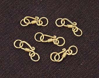 5 of 925 Sterling Silver 24k Gold Vermeil Style Clasps 10mm. :vm0744
