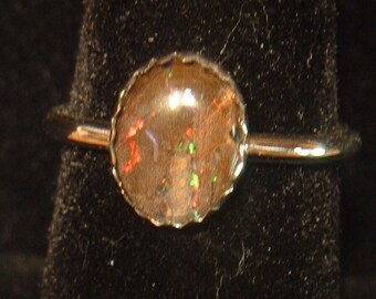 BOULDER OPAL RING size 7.5 to 8.5 sterling silver