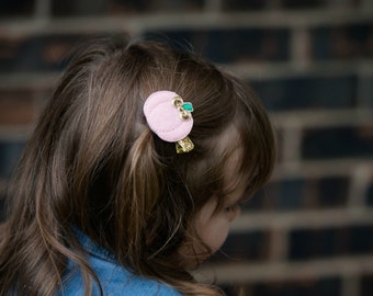 Pumpkin clip - Pumpkin headband - Pink pumpkin hair bow - Baby girl headband - Baby girl pink pumpkin headband - Dainty headband