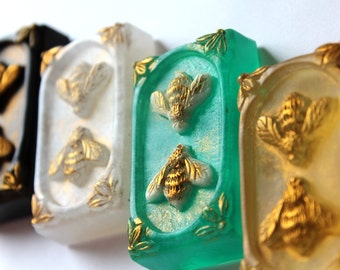 HONEY BEE SOAP, 4-Pack Bee Soap, Honey Bee Guest Soaps, Travel Soaps, Worker Bees, Bee Design, Custom Colored, For Her