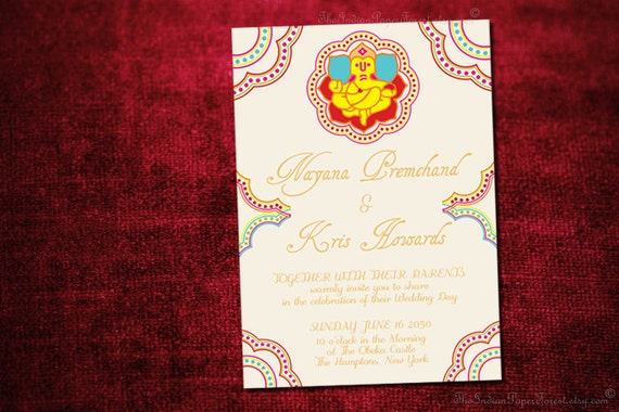 GANESHA Indian Wedding Invitation Design Card Engagement Party