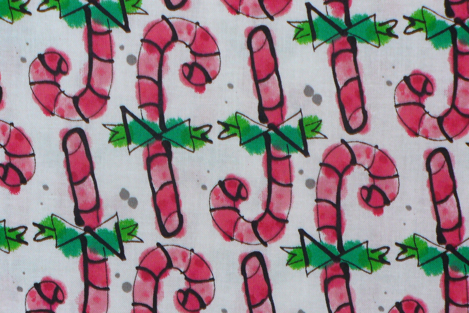 Candy Canes Fabric, Christmas Fabric, Primitive Style Candy Canes