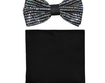 Sparkly Bow Tie Sequin Fabric Rhinestone sequin Bowtie Black main image 1