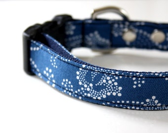Paisley Dog Collar - Blue, white
