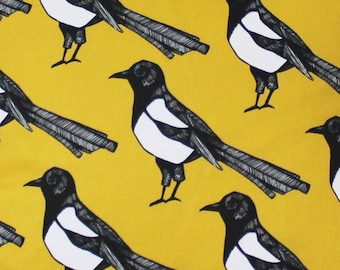 Yellow Magpie Fabric - upholstery fabric - curtain fabric - bird fabric - designer fabric - yellow fabric - fabric by the metre - home decor