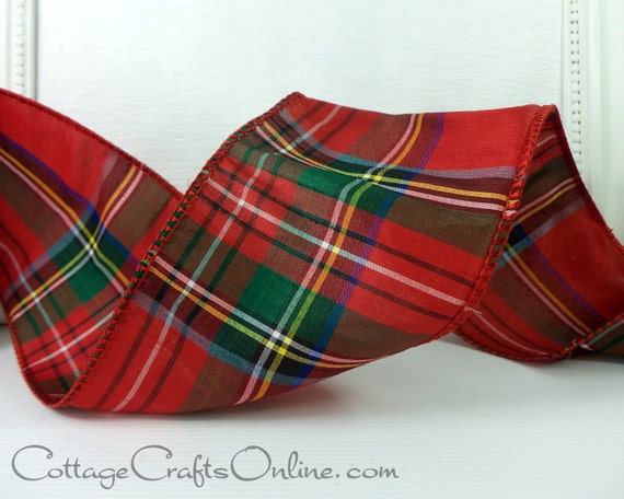 10 Yards of TARTAN Type Plaid 1 1//2 inch Ribbon Ten