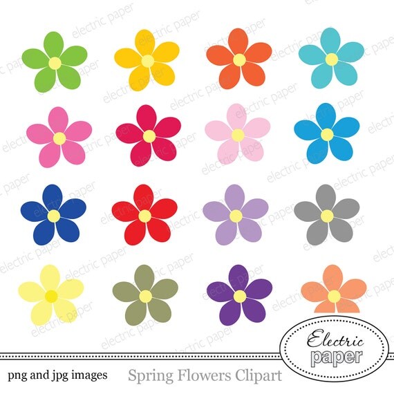 Cute Flowers Clipart Set 16 digital clipart images Flowers