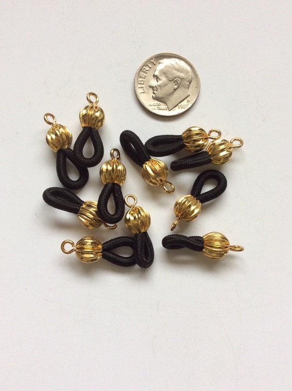 5 sets of 2 10 Eyeglass holder cord ends gold tone eleastic